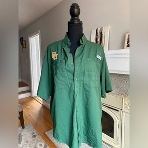 Baylor University Columbia PFG Fishing Shirt in Green - Small